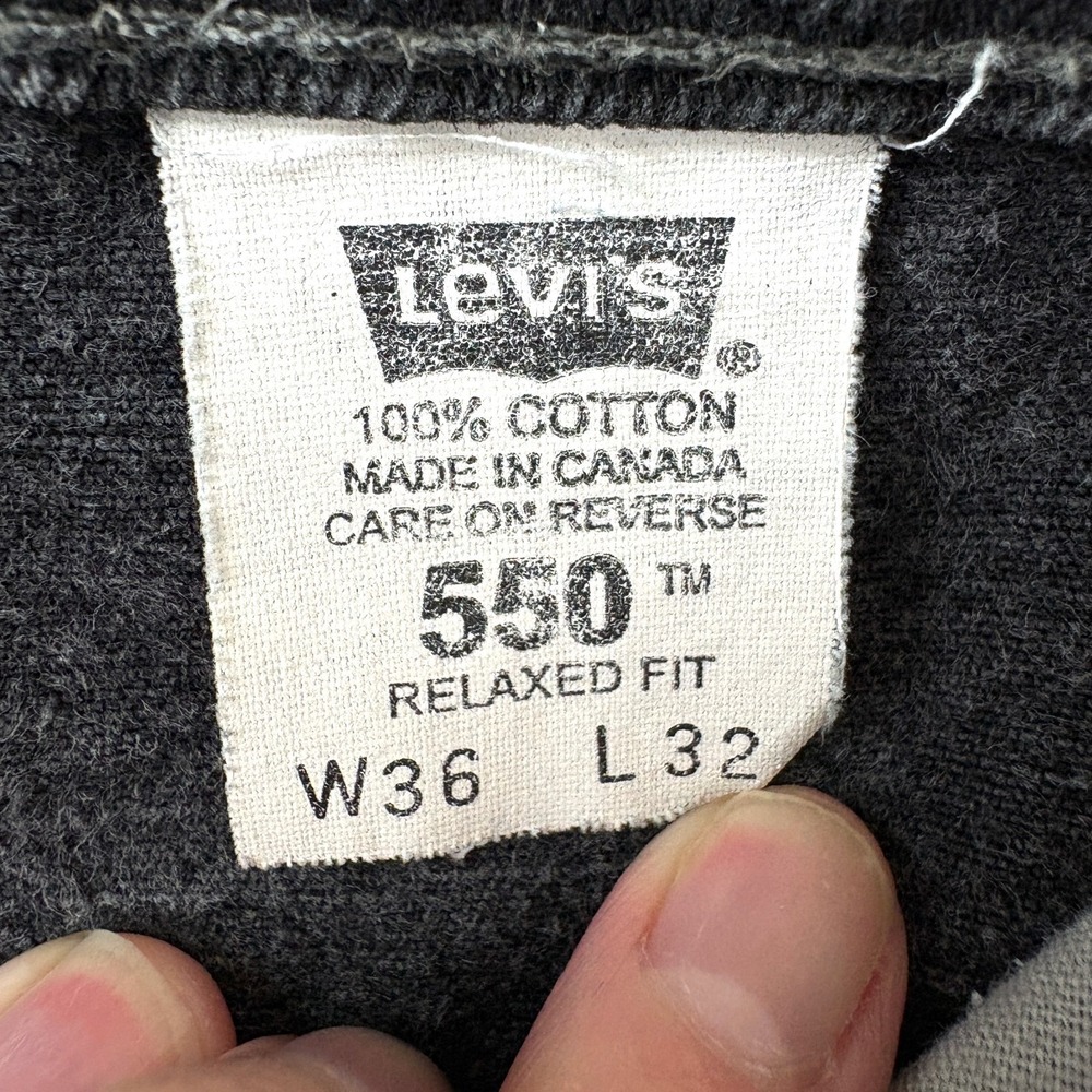 Vintage Levi's 550 Mens 36x32 Black Y2K Skater Baggy 100% Cotton Made in Canada - Picture 2 of 13